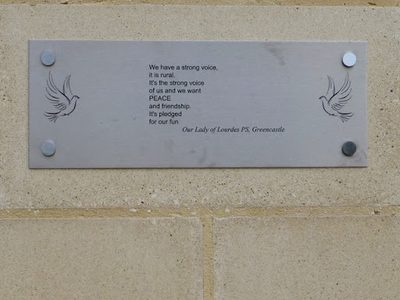 Peace pledge, Out Lady of Lourdes PS, Greencastle
