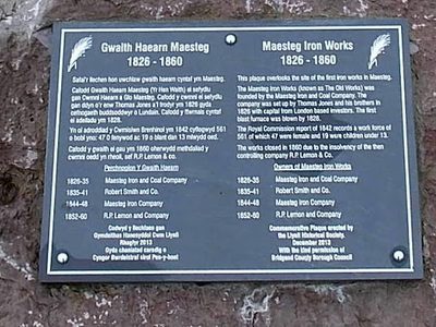Maesteg Iron Works bilingual plaque