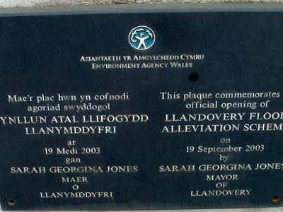 Llandovery Flood Alleviation Scheme plaque