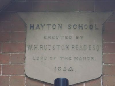 Hayton  Village  Hall  plaque  over  door