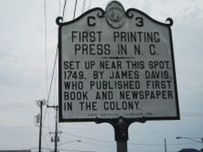 FIRST PRINTING PRESS IN N.C.