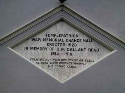 Plaque, Templepatrick Orange Hall