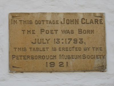 Plaque on the John Clare Cottage, Helpston