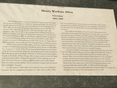 Henry Watkins Allen  Governor 1864-1865