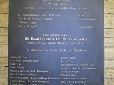 Church of St Andrew: plaque in the porch