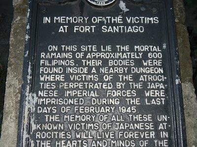 In Memory of the Victims at Fort Santiago historical marker
