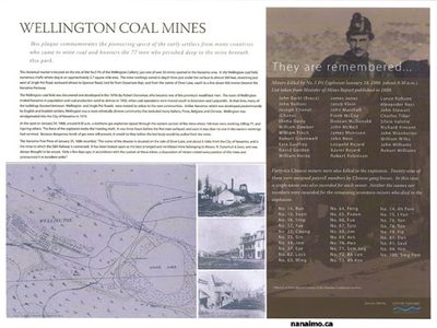 Wellington Coal Mine Interpretive Plaque