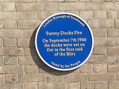 Plaque on the Surrey Dock Offices