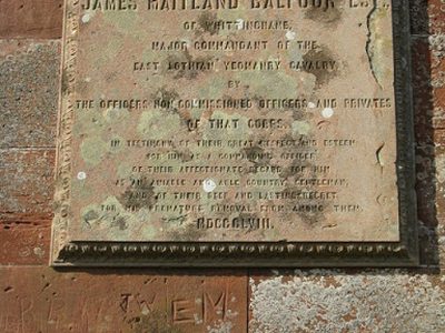 Plaque on the Balfour Monument on Blaikie Heugh