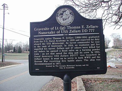 Gravesite of Lt.(JG) Thomas E. Zellars -- Namesake of USS Zellers DD 777