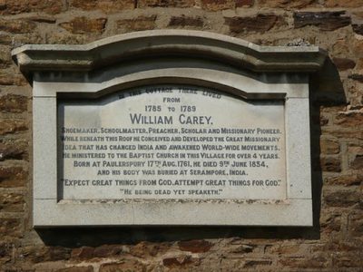 Plaque on Carey Cottage, Moulton