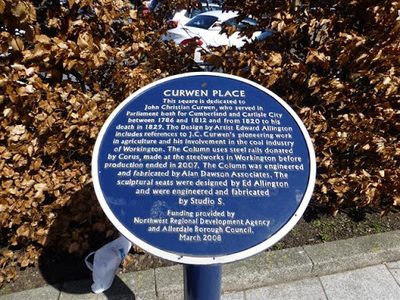 Circular plaque, Curwen Place, Workington