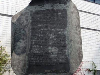 Plaque regarding John Wesley, Museum of London