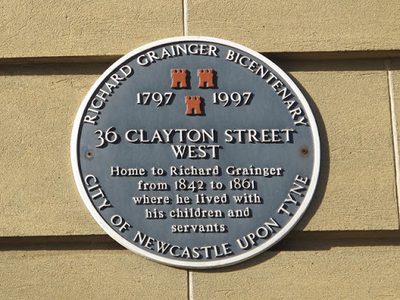 Plaque on 32-36 Clayton Street West, NE1