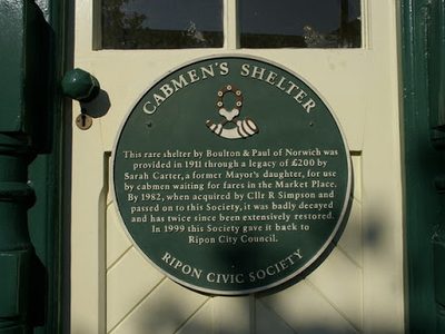 Cabmen's Shelter, Market Place, Ripon, Plaque