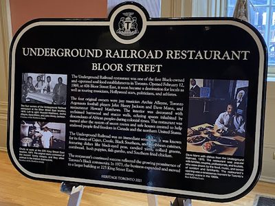 Underground Railroad Restaurant, Bloor Street