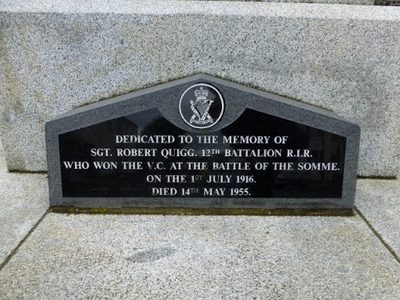 Plaque, Sgt Robert Quigg, Bushmills
