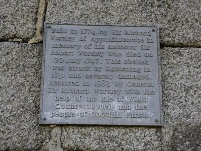 Plaque on Appuldurcombe obelisk