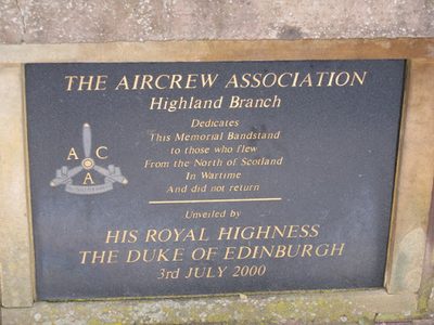 Aircrew Memorial Bandstand - plaque