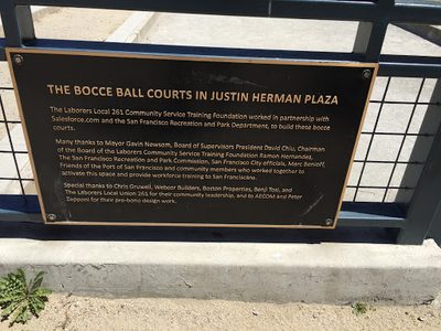 The Bocce Ball Courts in Justin Herman Plaza