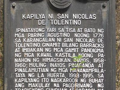San Nicolas de Tolentino Chapel historical marker