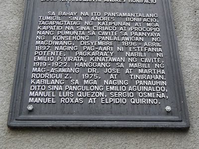 House that Andres Bonifacio Stayed In historical marker