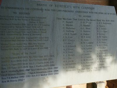 Plaque, St Thomas' Church, Tamworth Road, Keresley
