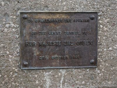 To commemorate the opening of the Conwy Tunnel