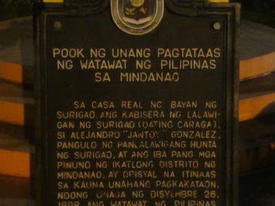 Site of the first Philippine Flag raising in Mindanao historical marker