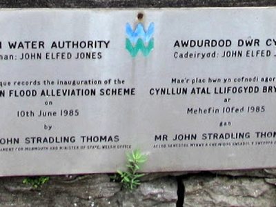 Usk Town Flood Alleviation Scheme plaque