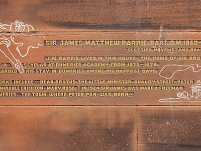 Peter Pan "plaque", Victoria Terrace, Dumfries