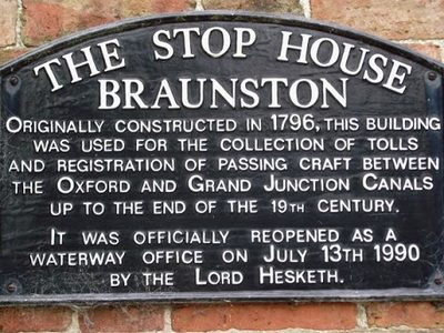 Detail of plaque on The Stop House, Braunston