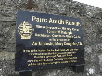 Plaque, Páirc Aoidh Ruaidh