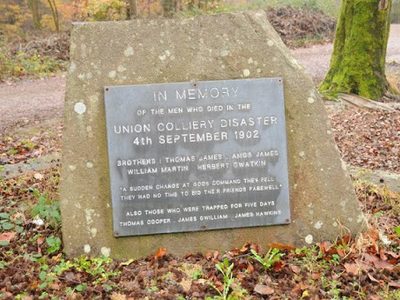 Memorial plaque, the Union Colliery Disaster