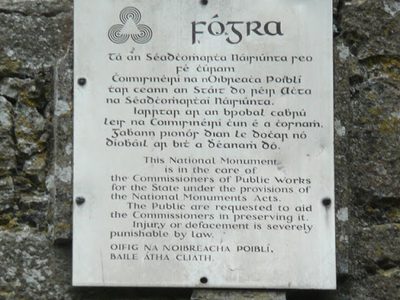 National Monument sign on Kilree round tower