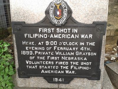 First Shot in Filipino–American War historical marker