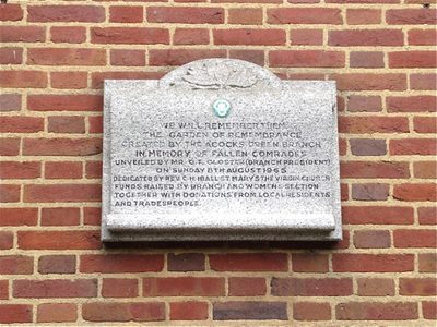 Tablet for the Garden of Remembrance, Shirley Road, Acocks Green