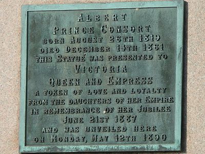 Plaque on Prince Consort's statue