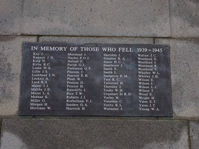 Ashton Gardens - War Memorial plaque to fallen of World War II, St. Annes-on-Sea