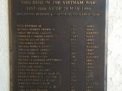 U.S. Military Personnel from the City of Berkeley Who Died in the Vietnam War, 1957-1986