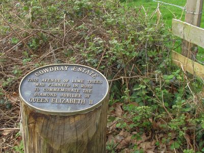 Plaque marking planting of avenue of Limes