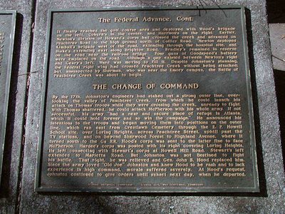The Battle of Peachtree Creek Plaque 4 - The Federal Advance Cont. - The Change of Command