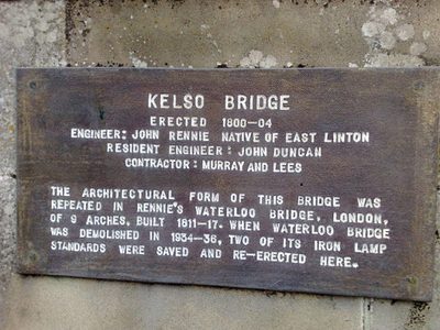 Plaque on Kelso Bridge