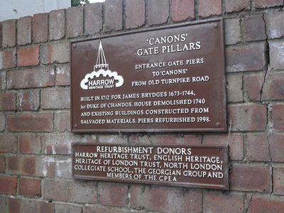 Plaque, Canons Drive, Edgware
