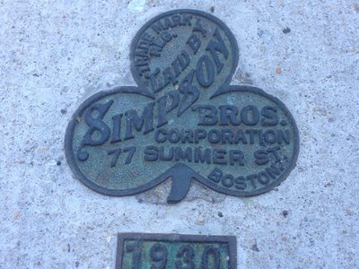 Sidewalk Concrete  laying company plaque - Simpson Bros. Corporation 1930