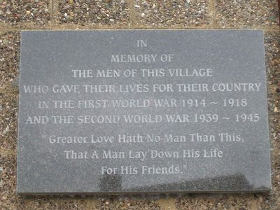 Plaque on Memorial Hall, Bishop's Itchington