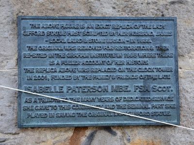 Plaque on the clock tower, West Linton