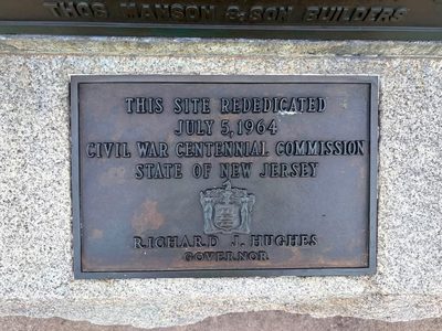 This Site Rededicated July 5, 1964 Civil Ware Centennial Commission State of New Jersey