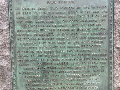 At this point, on the Old Concord Road, as it then was, ended the midnight ride of Paul Revere
