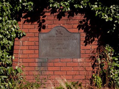 A plaque marking the opening of the Barnstaple Urban Relief Road